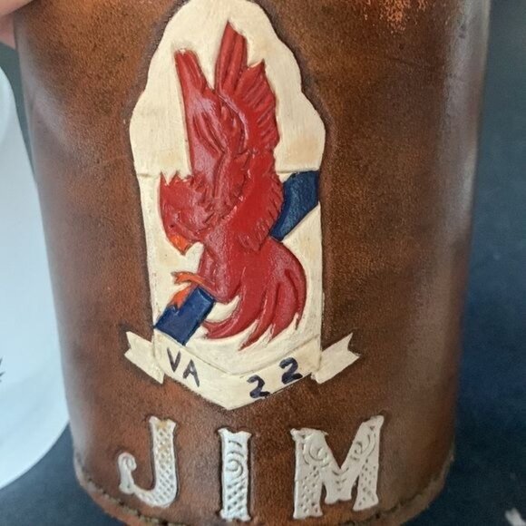 Texas Lone Star State Frosted Glass & Leather Holder - Picture 5 of 9